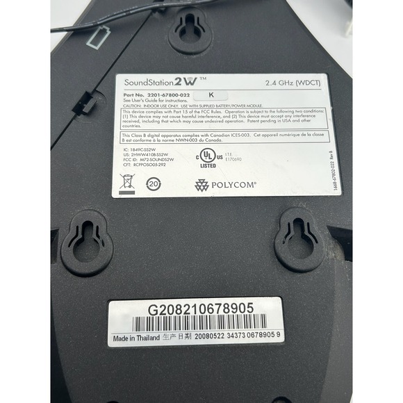 Polycom SoundStation 2W Conference Phone w/ Mics‎ 2201-67800-022 UNTESTED - Picture 6 of 6